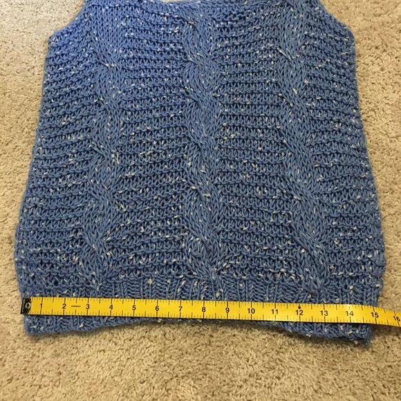 OAK Handmade Periwinkle Blue Sleeveless Cable Knit Top - Picture 11 of 12